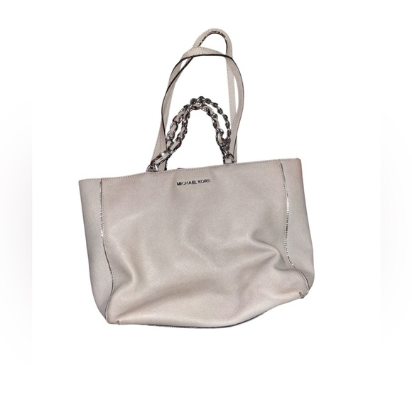 Michael Kors Cream Tote with Elegant Chain Accents - Picture 1 of 5